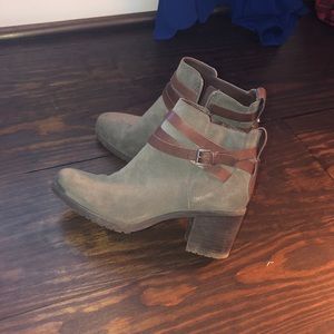 Sam Edelman Grey and Brown Heeled Booties